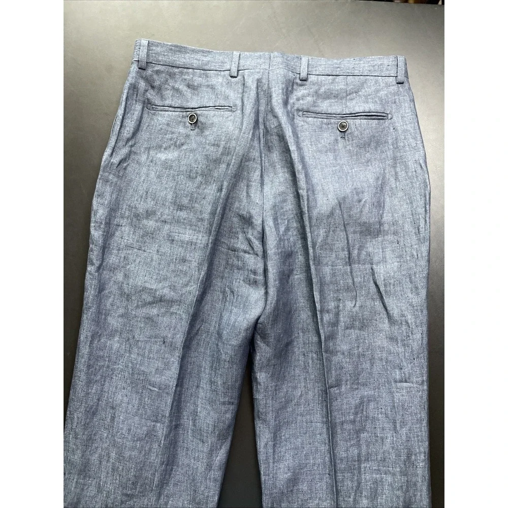 Joseph Abboud 34X27 Heritage Angelico Italian Linen Dress Slate Blue Pants Men's